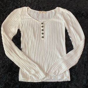 White Long Sleeve Button Top Urban Outfitters